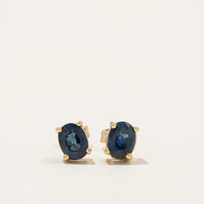 Stud Earrings with Enamel -Sapphire Stud Earrings | 2.00ctw |