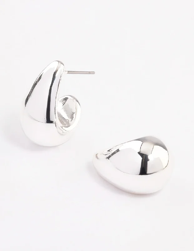 Screw Back Stud Earrings for Security -Silver Plated Bubble Drop Stud Earrings