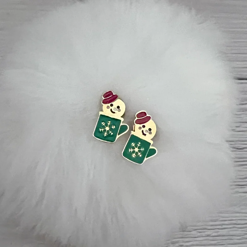 Stud Earrings with Symbolic Elements -Hot Cocoa Cuties Snowman Stud Earrings