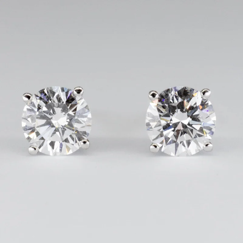 Round Stud Earrings for Classic -Platinum Diamond Stud Earrings | 2.10ctw |