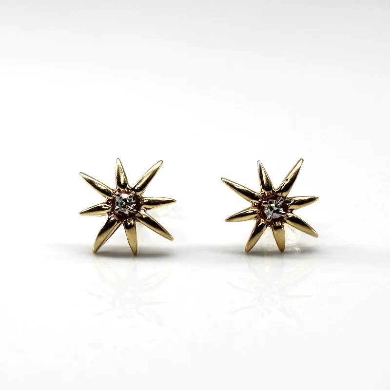 Bohemian Stud Earrings with Tassels -Starburst Diamond Stud Earrings | 0.05ctw |