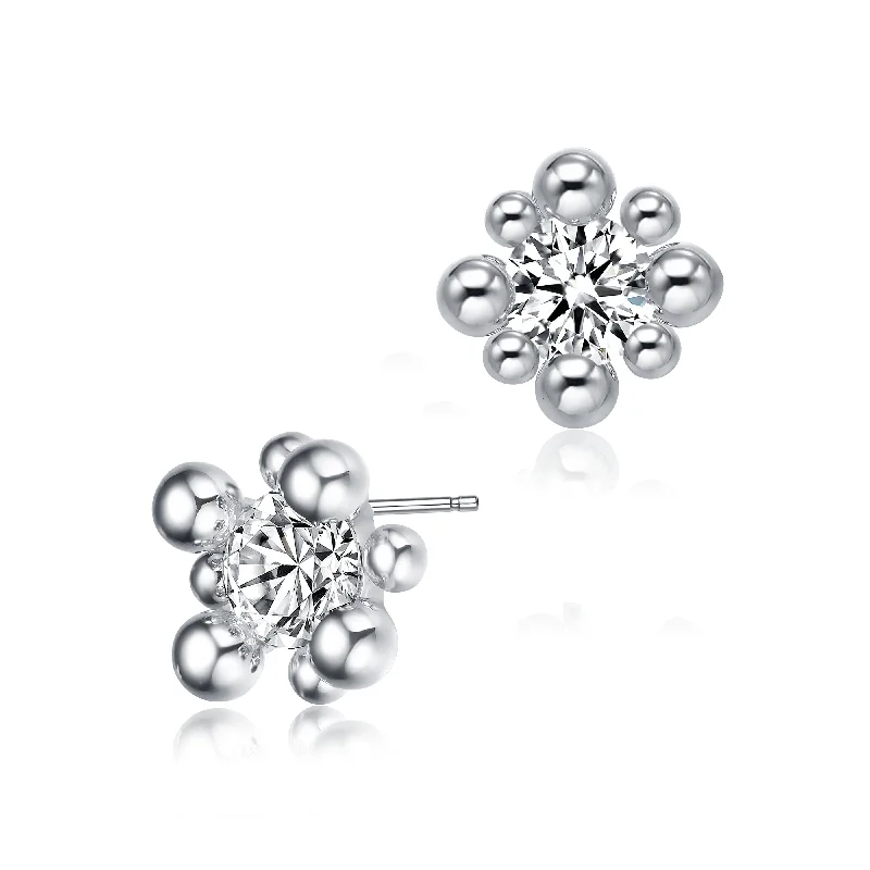 Push Back Stud Earrings for Convenience -Noelle Snowflake Round Stud Earrings