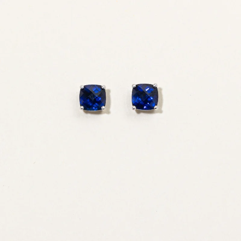 Stud Earrings for Shopping Trip -Synthetic Sapphire Stud Earrings | 2.00ctw |