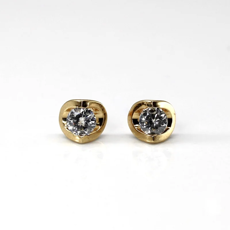 Punk Stud Earrings with Spikes -Tension Set Diamond Stud Earrings | 0.30ctw |