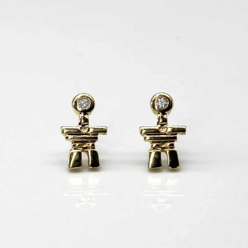 Hippie Stud Earrings with Beads -Textured Diamond Stud Earrings | 0.04ctw |