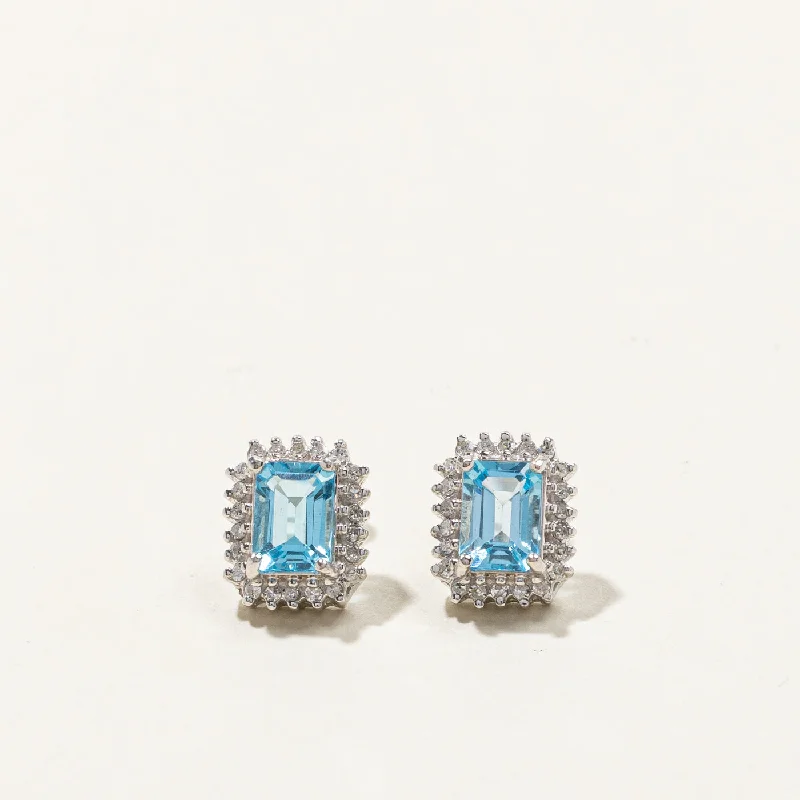 Heavy Duty Stud Earrings for Durability -Topaz & Diamond Stud Earrings | 1.40ctw | 0.30ctw |