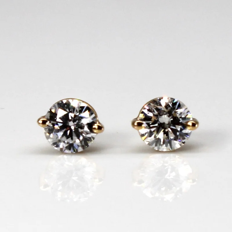 Clip On Stud Earrings for Non Pierced -Two Prong Solitaire Diamond Stud Earrings | 1.50ctw I1 I/J |