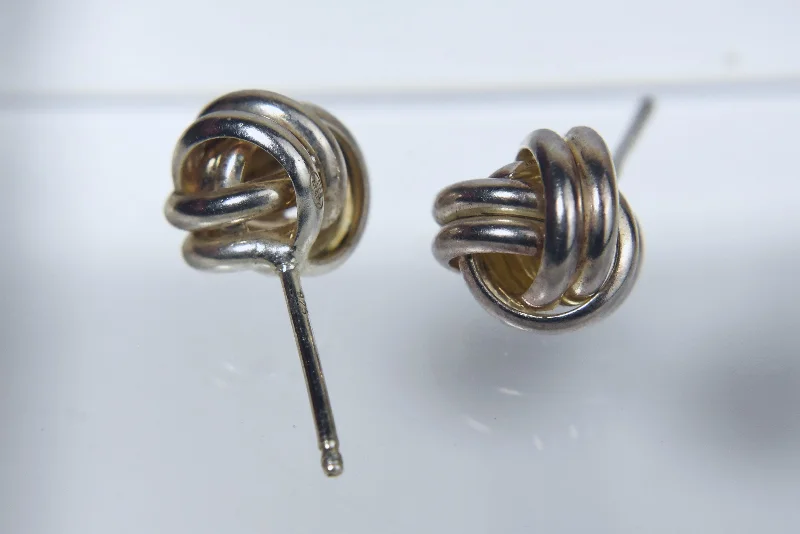 Stud Earrings for Wedding Ceremony -Vintage Sterling Silver Knot Stud Earrings