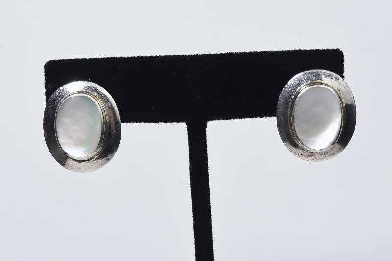 Stud Earrings for Yoga Session -Vintage Sterling Silver Mother of Pearl Stud Earrings