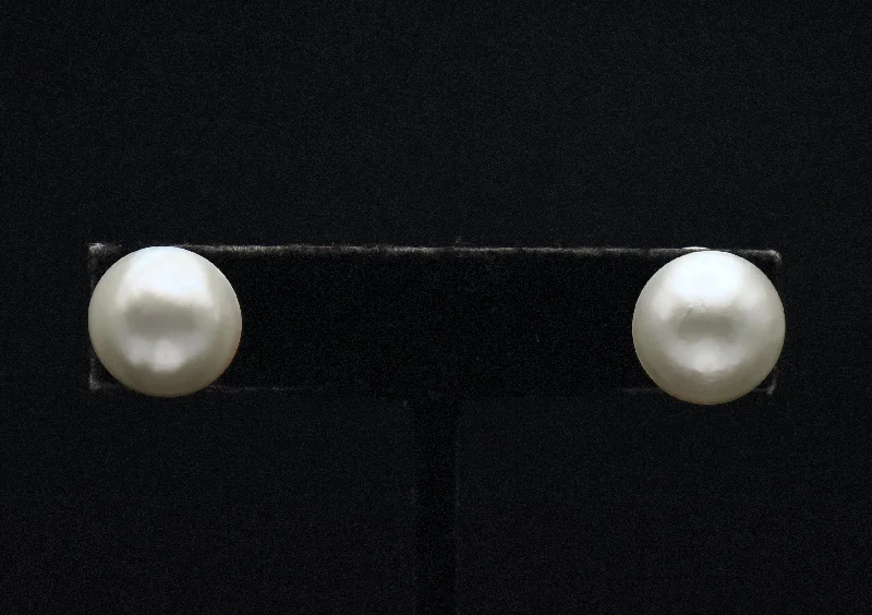 Heart Shaped Stud Earrings for Love -Vintage 14K White Gold Pearl Stud Earrings