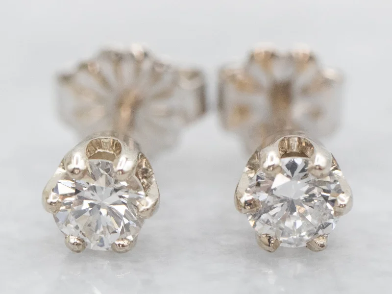 Indian Stud Earrings with Intricacy -Six Prong Diamond Stud Earrings