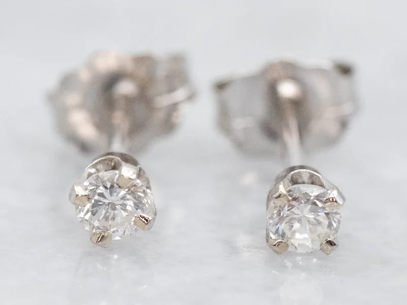 Retro Stud Earrings for Nostalgia -Small White Gold Diamond Stud Earrings