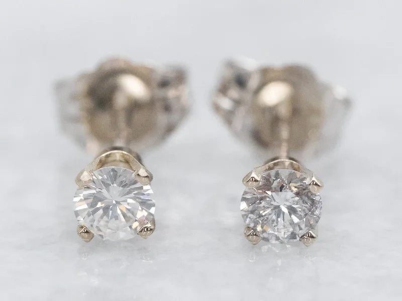 Stud Earrings for Casual Outfit -White Gold Diamond Stud Earrings