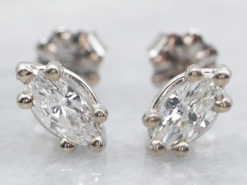 Adjustable Stud Earrings for Custom Fit -Marquise Cut Diamond Stud Earrings