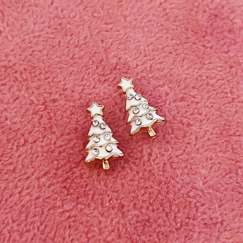 Stud Earrings for Wellness Routine -White Tree Stud Earrings