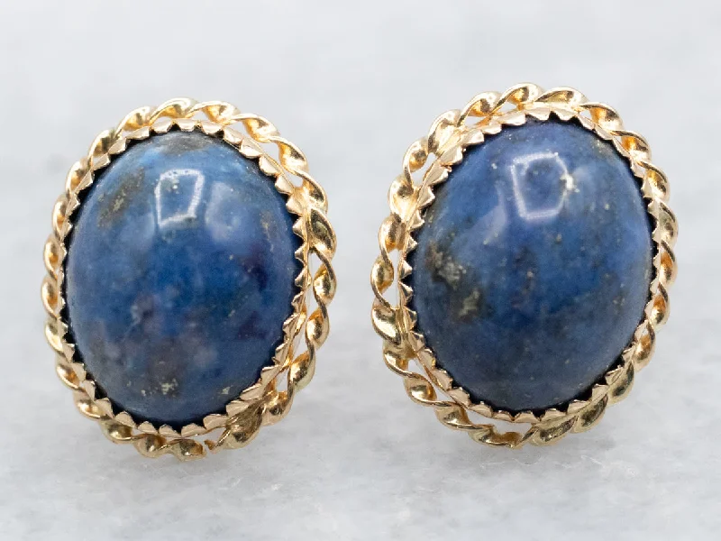 Gemstone Stud Earrings for Color -Lapis Stud Earrings