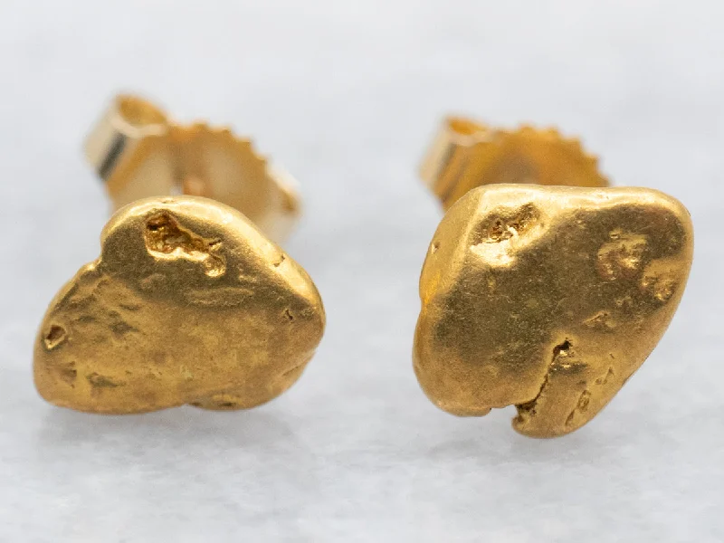 Stud Earrings with Symbolic Elements -Gold Nugget Stud Earrings