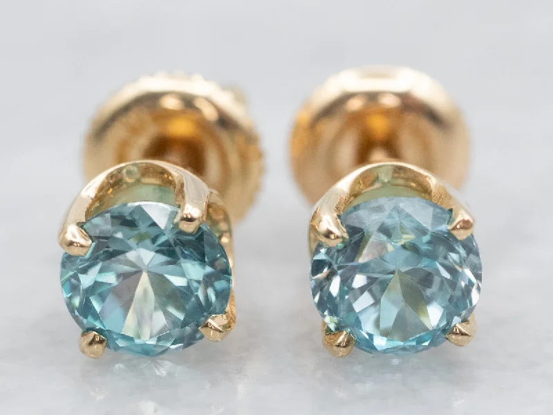 Stud Earrings with Animal Motifs -Blue Zircon Solitaire Stud Earrings