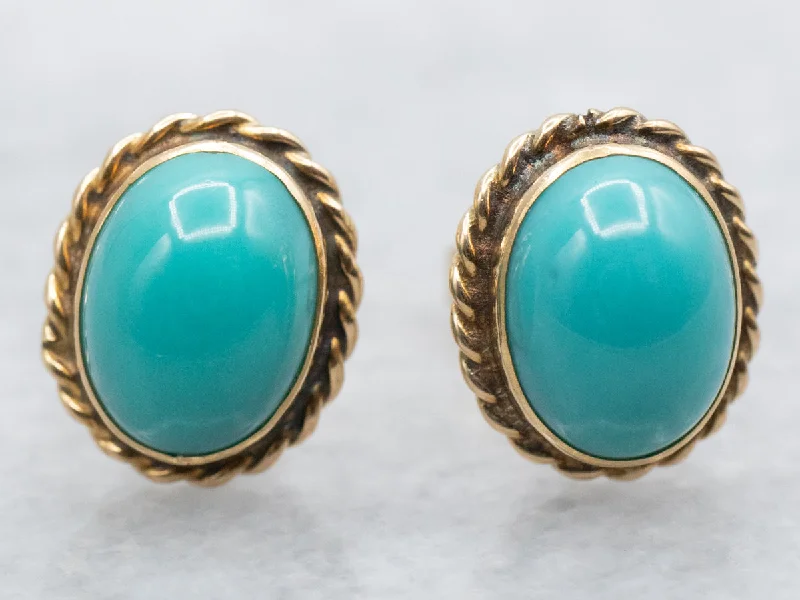 Stud Earrings for Everyday Glamour -Turquoise Stud Earrings with Twisted Frame