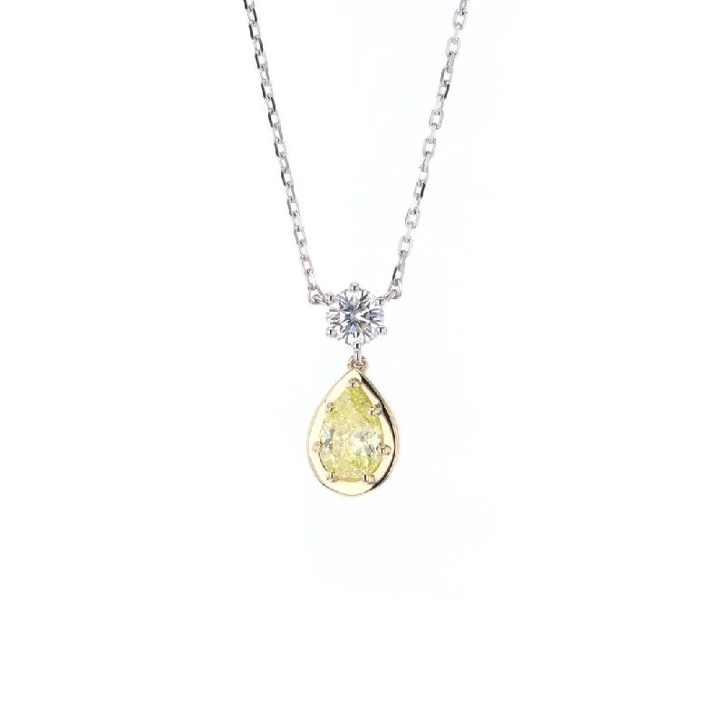 Necklaces and pendants with celestial starburst designs for a radiant look-0.61 ct Diamond & 1.28 ct Pear Yellow Diamond Pendant Necklace