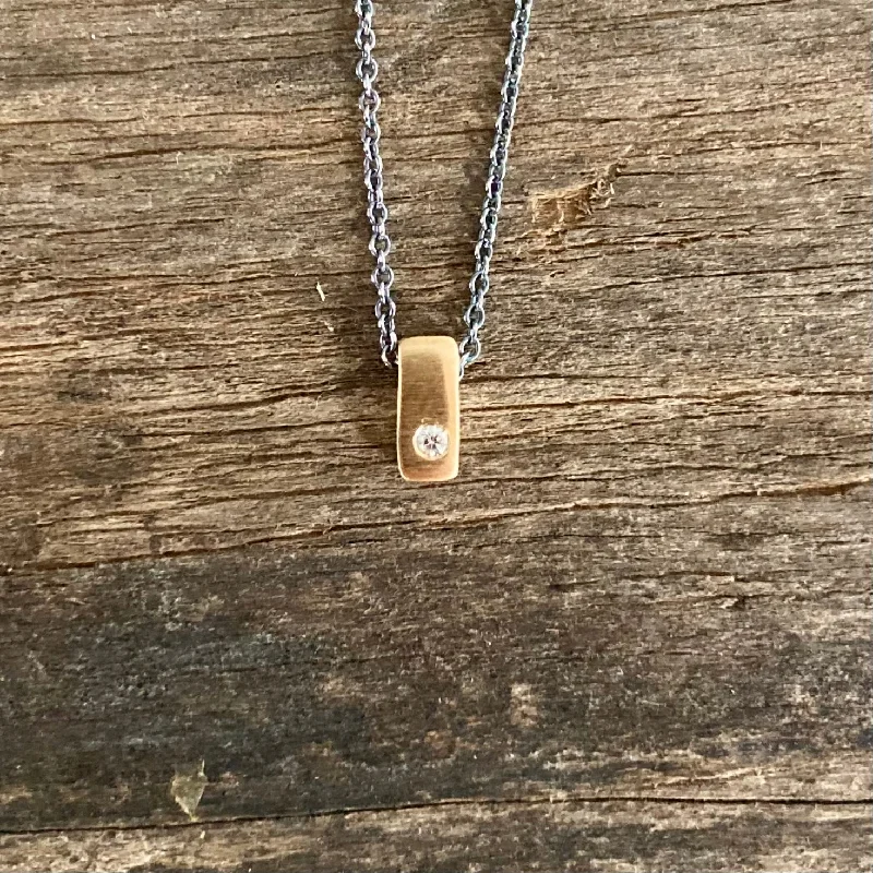 Best necklaces and pendants with sterling silver for an affordable yet stylish choice-14K Bar with Diamond Oxidized Sterling Silver Necklace