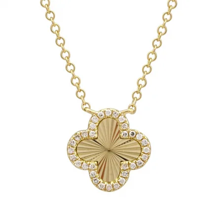 Elegant necklaces and pendants with diamond accents for added sparkle-14K Yellow Gold Diamond Fluted Quatrefoil Necklace