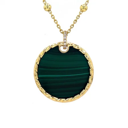 Necklaces and pendants with star-shaped designs for a whimsical, celestial touch-14K Yellow Gold Malachite Disk Pendant