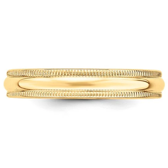 Necklaces and pendants with abstract shapes for a modern, creative appearance-4MM Yellow Gold Milgrain Wedding Band