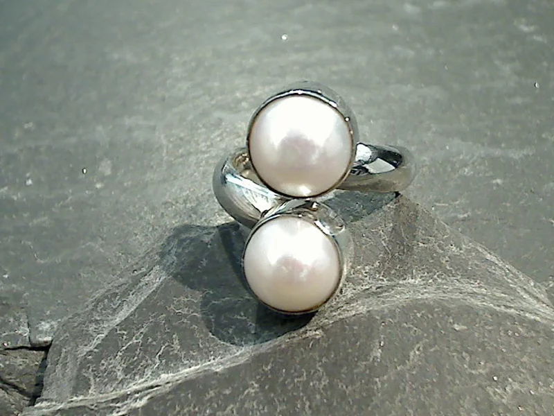 Women’s rings with claw-set jade for security -Adjustable Size Pearl, Fine Sterling Silver Ring