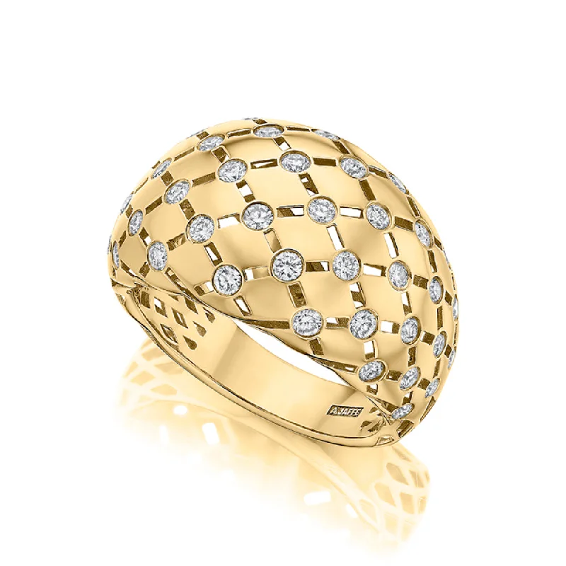 Women’s rings with knot designs for symbolism -A. Jaffe 14k Diamond Studded Dome Tapered Ring