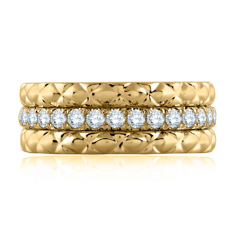 Women’s rings with crescent peridot for green -A. Jaffe 14k Quilted Eternity Ring with Diamonds