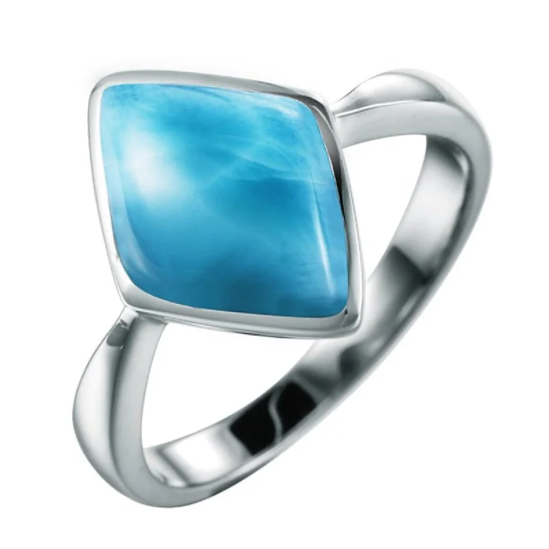 Women’s rings with intricate mandala engravings -Alamea Larimar Ring in Sterling Silver (size 6 1/2)