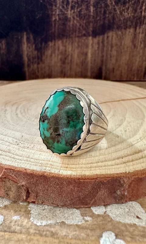 Women’s rings with faceted fluorite for hues -ALVERY SMITH TIBETAN Turquoise Ring • Size 12