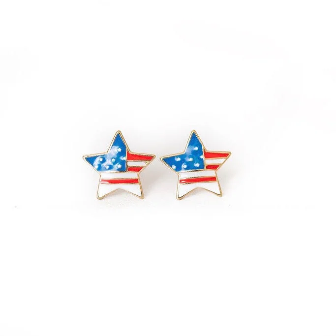 Necklaces and pendants with feather designs for a boho-chic, carefree vibe-American Flag STAR Studs