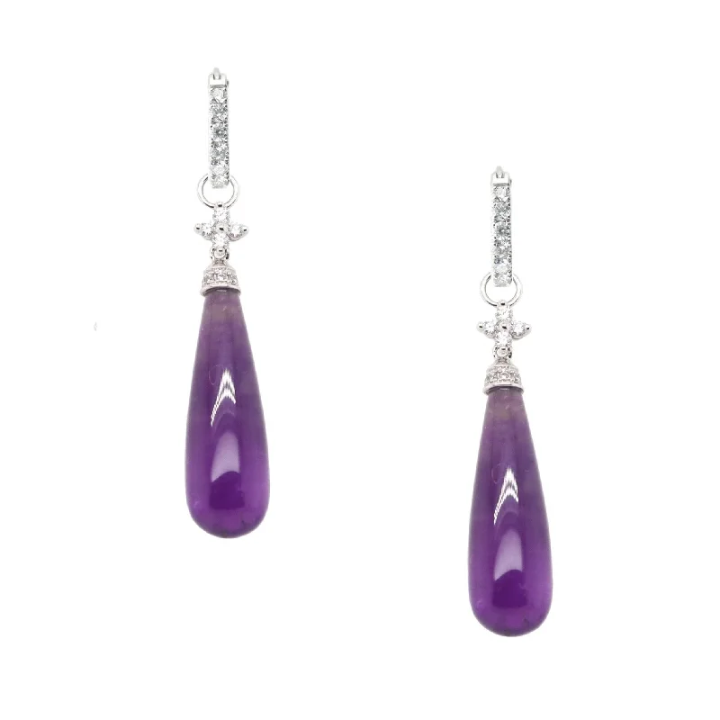 Beautiful necklaces and pendants with diamond halo settings for extra brilliance-AMETHYST BRIOLETTE CHARMS