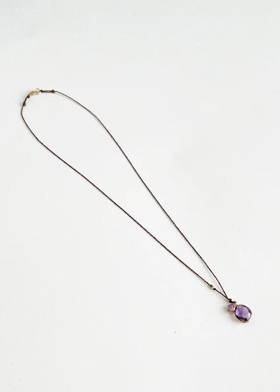 Stylish necklaces and pendants with diamonds for a glamorous and elegant look-Amethyst, Sapphire & 18k Bead Necklace