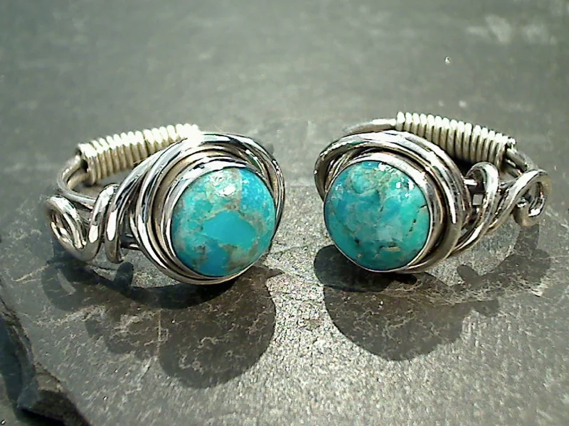 Women’s rings with polished amber for warmth -Size 9 Turquoise, Sterling Silver Ring