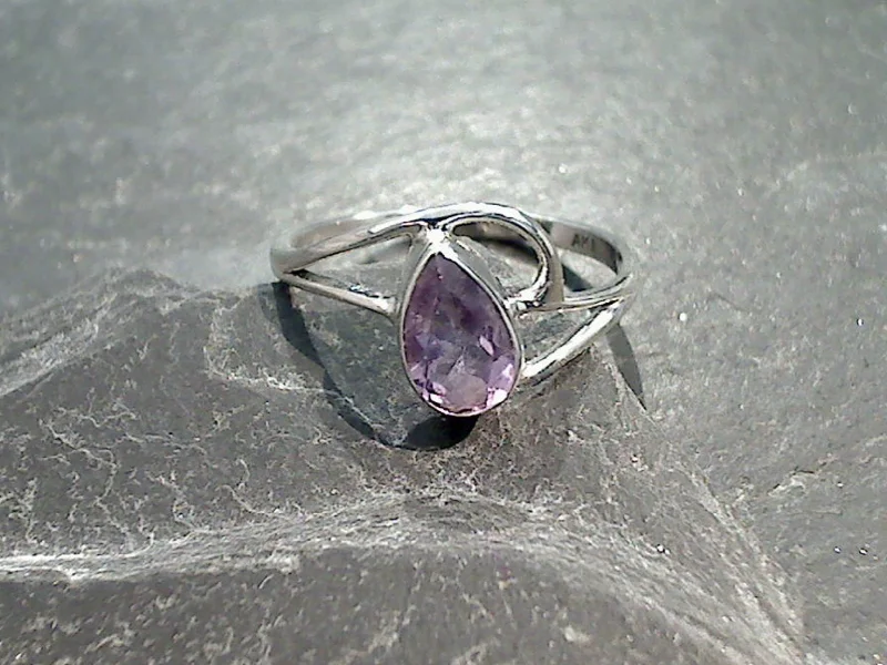 Women’s rings with citrine stones for warmth -Size 8 Amethyst, Sterling Silver Ring