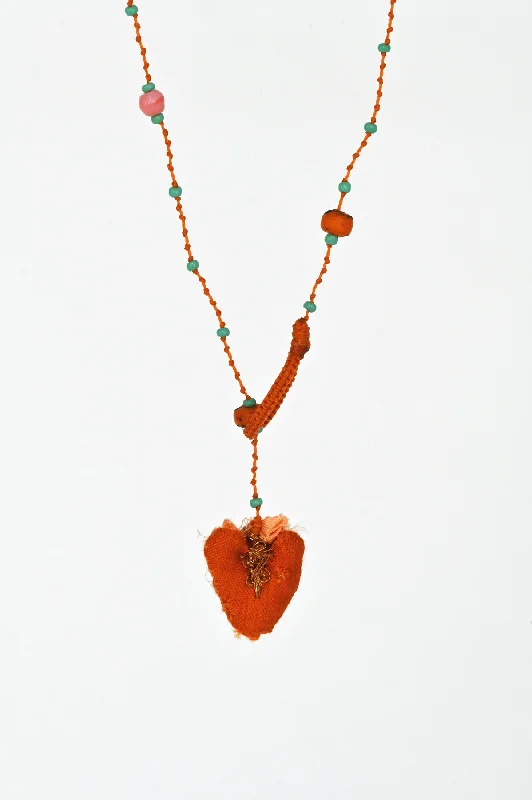 Stunning necklaces and pendants with sapphire gemstones for a luxurious blue hue-Heart Necklace with Venetian Beads