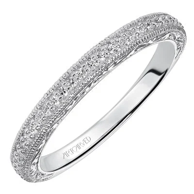 Women’s delicate rings with tiny sapphire accents -Artcarved Annabelle Diamond Band in 14kt White Gold (1/7ct tw)