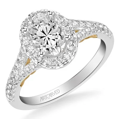 Women’s rings with topaz gems for brilliance -Artcarved Diamond Engagement Ring Setting in 14kt White and Yellow Gold (5/8ct tw)