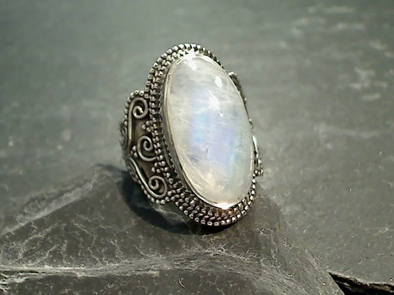 Women’s rings with tiger eye for boldness -Size 6.5 Moonstone, Sterling Silver Ring