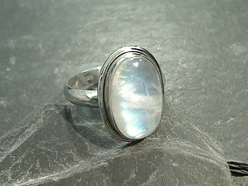 Women’s rings with shield-cut topaz stones -Size 10 Moonstone, Sterling Silver Ring