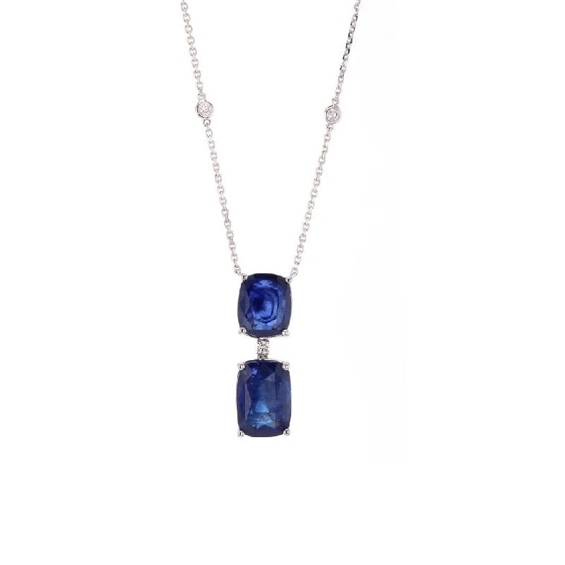 Necklaces and pendants with enamel accents for a colorful, eye-catching appearance-Blue Sapphire & Diamond Pendant Necklace