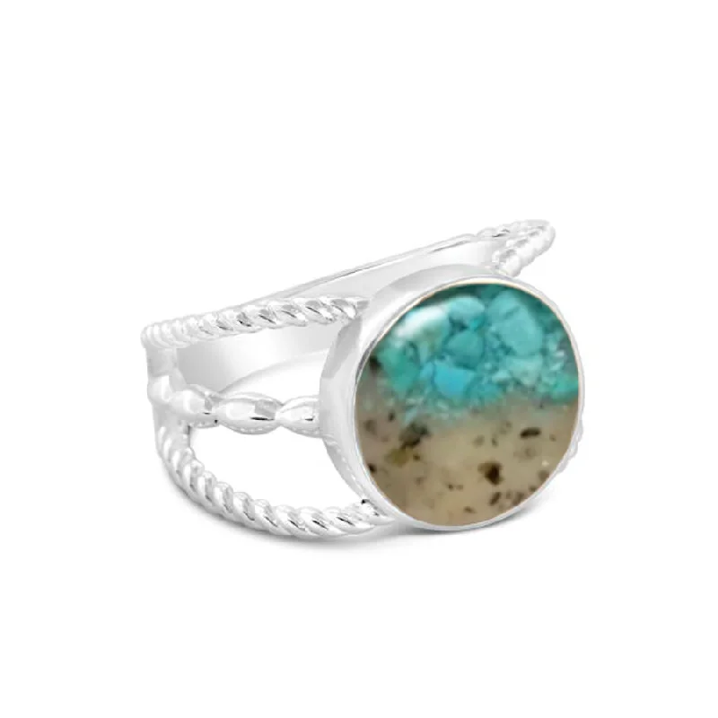 Women’s platinum rings with dazzling black diamonds -Boho Ring Turquoise Gradient