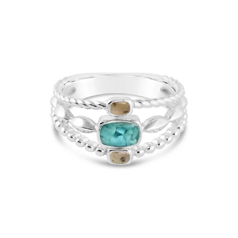 Women’s rings with jade stones for serenity -Boho Stack Ring with Turquoise