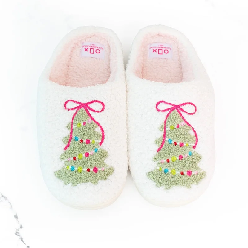 Elegant necklaces and pendants with diamond accents for added sparkle-Christmas Tree Slippers