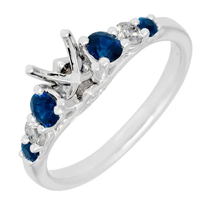 Women’s rings with crown-inspired topaz designs -Daydream Diamond and Sapphire Engagement Ring Setting in 14kt White Gold (1/5ct tw)