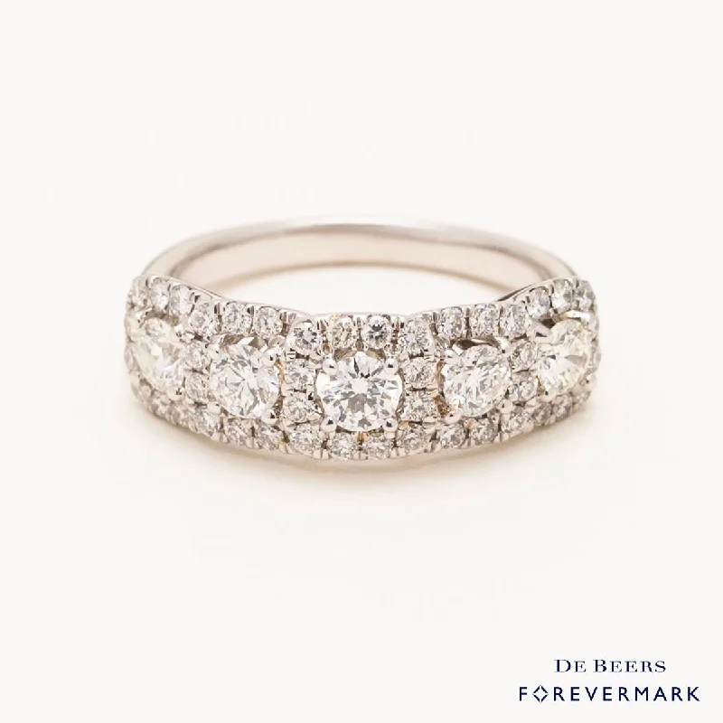 Women’s rings with star sapphire for glow -Forevermark Center of my Universe Cushion Halo Diamond Band in 18kt White Gold (1 1/4ct tw)