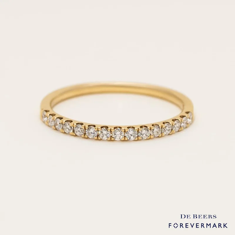 Women’s wide rings with bold amethyst gems -Forevermark Petite Micro Pave Comfort Fit Diamond Band in 18kt Yellow Gold (1/4ct tw)